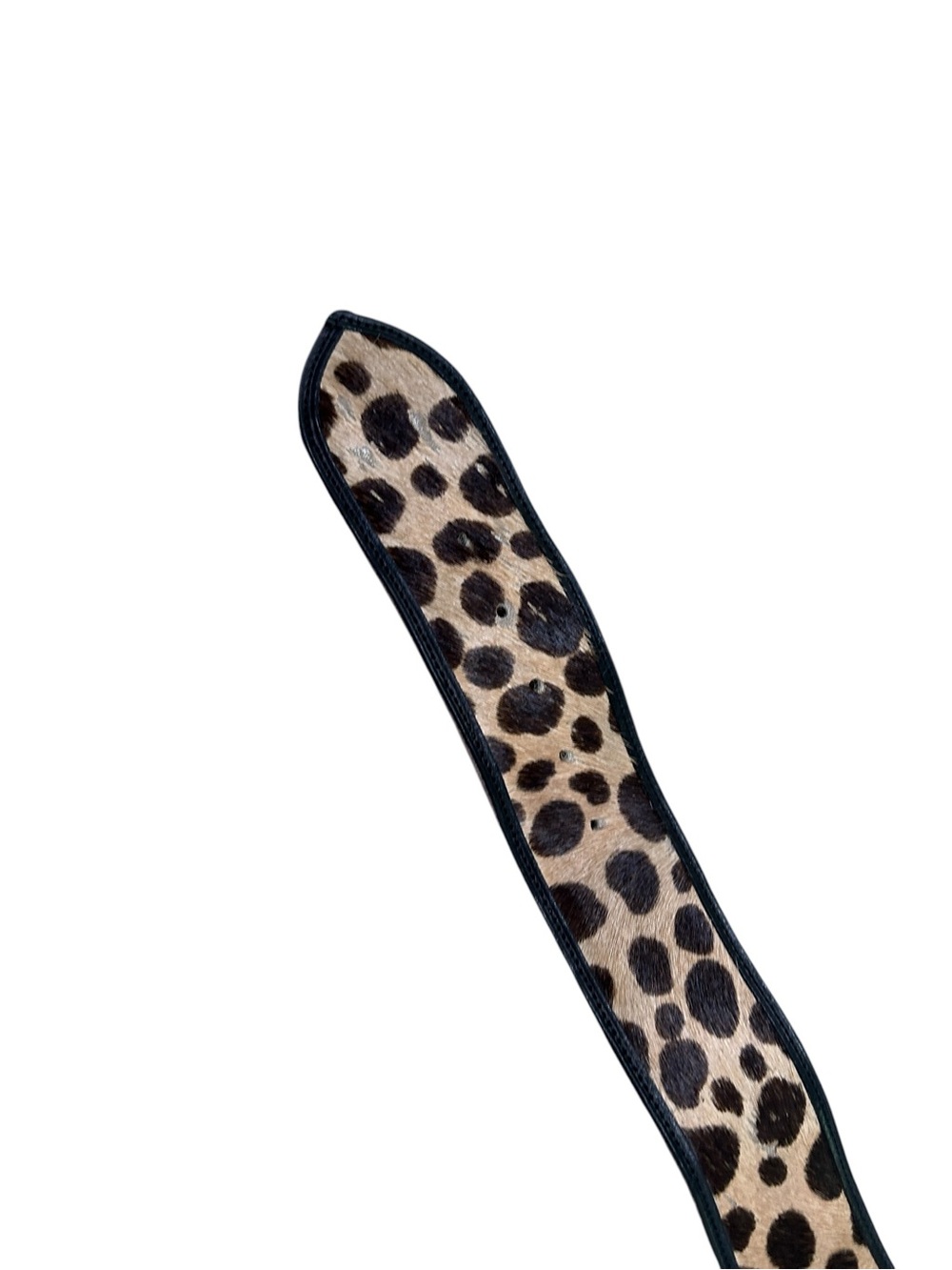 Vtg Ann Taylor Leopard dot Print Wide cow hide leather Belt Black Trim sz small - Picture 4 of 7